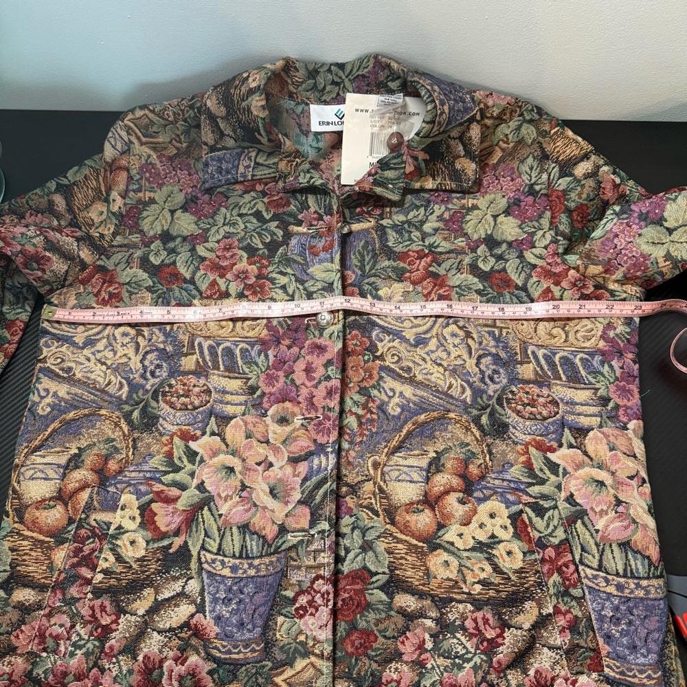 🍎ERIN LONDON Vintage Floral Tapestry Jacket Medium 🧺 - Picture 7 of 9